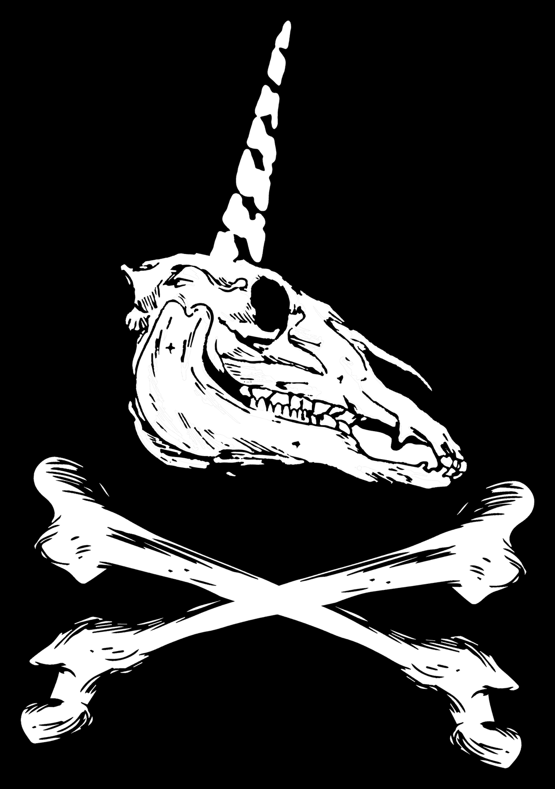 Unicorn skull and crossbones